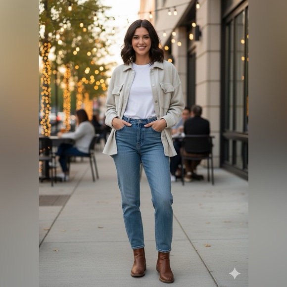 Altar'd State Tops - Altar'd State Corduroy Shacket Oversized Button Down Jacket Chalk Grey Small